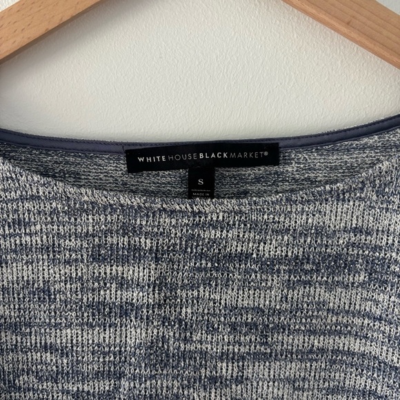 White House Black Market Melange Blue and Gray Knit Rayon Blend Merled Top Small - Picture 4 of 6